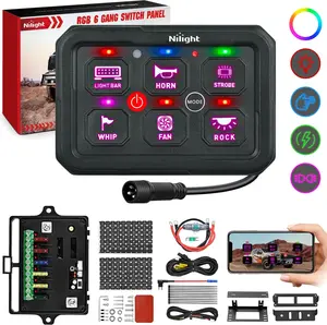 Nilight 6 Gang Switch Panel Circuit Control Relay System APP RGB Backlight Fuse Wiring Harness Toggle Momentary Strobe Flash Modes Automatic Dimmable 12V 24V ON Off Pod for Car Truck Camper SUV