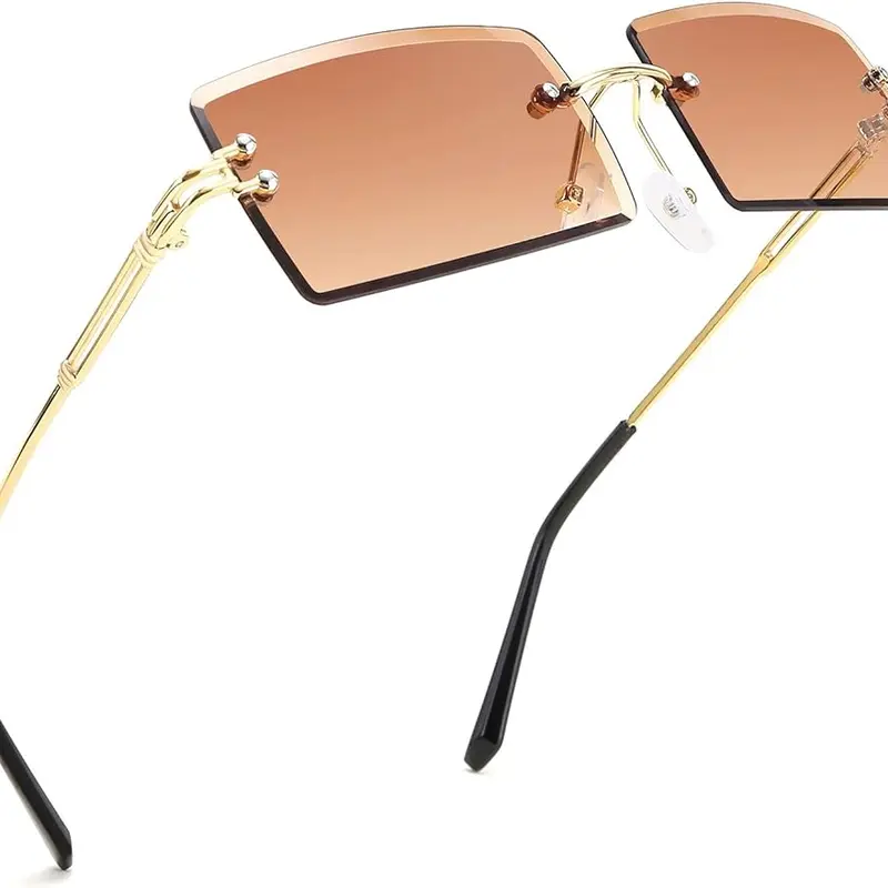 FEISEDY B2642 Vintage Rimless Rectangular Sunglasses - Unisex (Male, Female) Casual Stylish Glasses, Candy Color Fashion Eyewear Accessories, Rectangular Shape Adds Modern Polish