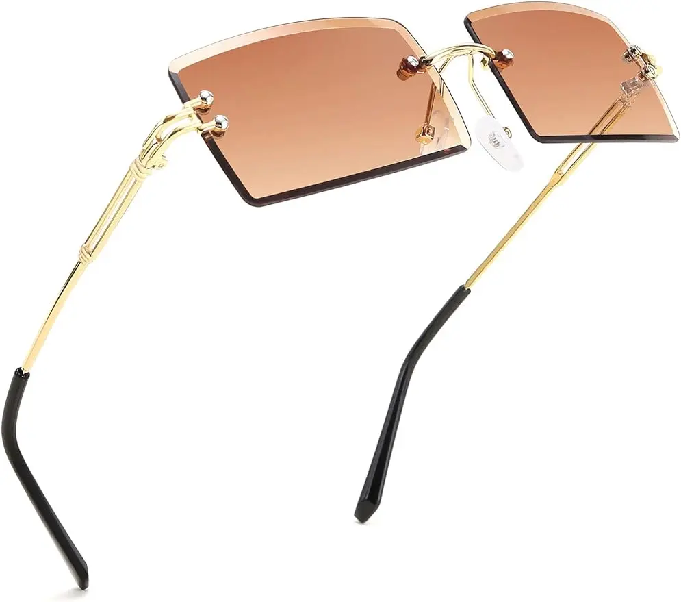 FEISEDY Vintage Rimless Sunglasses Rectangle Frameless Candy Color Glasses Women Men B2642