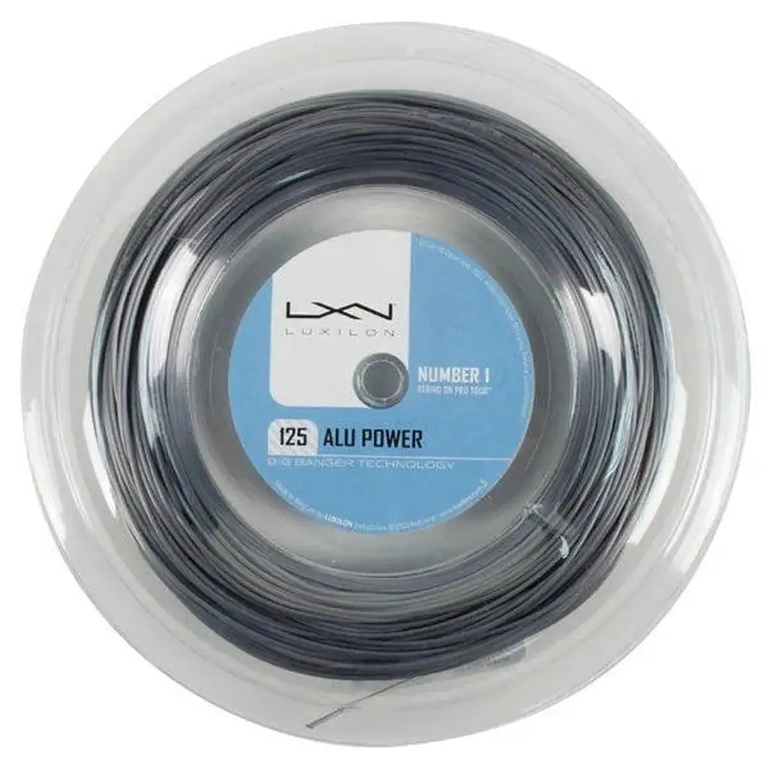 ALU Power 125 Tennis String Reel, Pro Co-poly String with Aluminum Core for Baseline Play, Power & Control - 16L Gauge (1.25mm), Silver, 330 ft