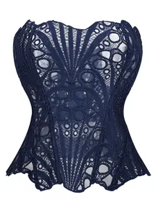 Coquette Pink Sheer Eyelet Lace Strapless Corset, Boned Waist Slimming Sexy Bustier for Date Night Birthday Photoshoot Underwear