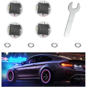4 PCS Car Tire Wheel Lights, Colorful Solar LED Tire Valve Cap Lamp with Motion Sensor, Waterproof Flash Valve Stem Caps Lights for Cars, Truck, Bicycles, Motorcycles (4 PCS)