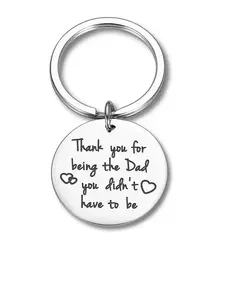 Fashion Round Shaped Letter Pattern Slogan Metal Keychain for Men, Personalized Heart Tag Stainless Steel Keychain for Gift for Summer