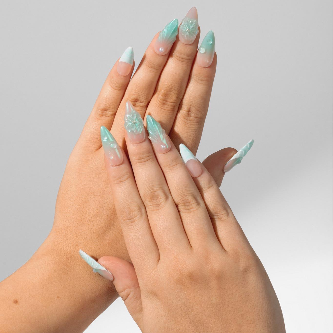 Glamor Beauti Enchanted Drip 10PCS Reusable Press-On Nails Handcrafted 3D Gel Set Long Lasting Eco Friendly Nail Kit Included