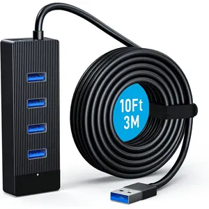 USB 3.0 Hub Long  10FT, 4 Port USB Extension Data  USB Dock Extender for Desktop PC Laptop , Windows, 5Gbps