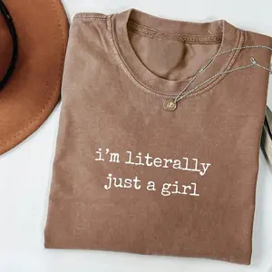 “I’m Literally Just a Girl” Minimalist Quote Tee | Soft Aesthetic Funny Girl Shirt | Viral Gen Z Unisex Graphic T-Shirt