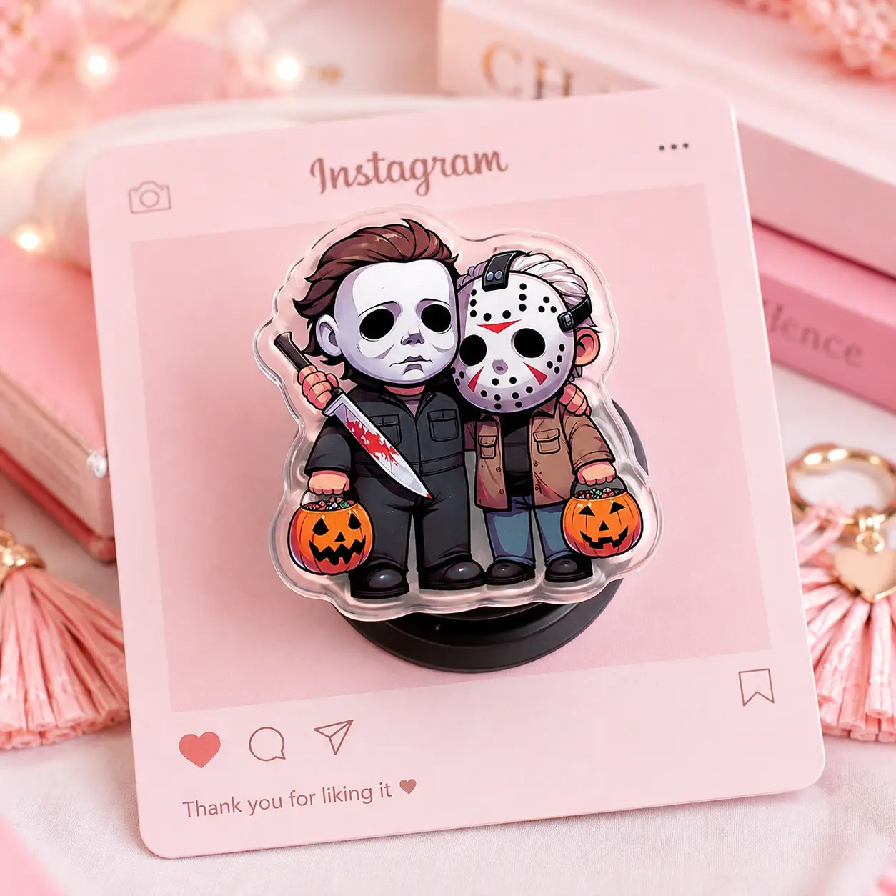 Alternative Style Slasher Icons Phone Grip - Aesthetic Spooky Horror Character Griptok