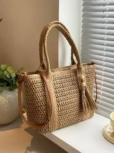 Women's Fashionable Straw Bag, Casual Versatile Daily Commuting Bag, Trendy High-quality Daily Commuting Bag, Girl Fashionable Shopping Bag, Fashionable Handbag, Boho Style Handbag