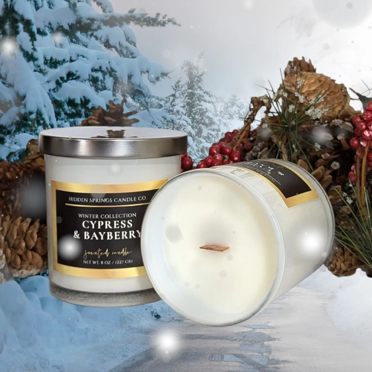 Cypress & Bayberry Soy Crackling Wood Wick Candle