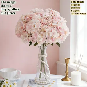 3pcs Artificial flower hydrangea, outdoor UV resistant, suitable for home, garden, wedding, indoor, DIY, birthday, popular choices for Valentine's Day, back-to-school season and other holidays, suitable for decoration in all seasons of summer and autumn