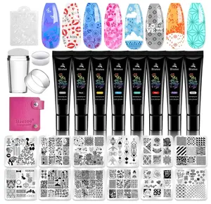 Biutee Nail Stamping Plates Set 12pcs Templates 8 Colors Nail Stamping Polish Gel Nail Stamper Scraper Storge Bag Nail Art Plates set animal flower design
