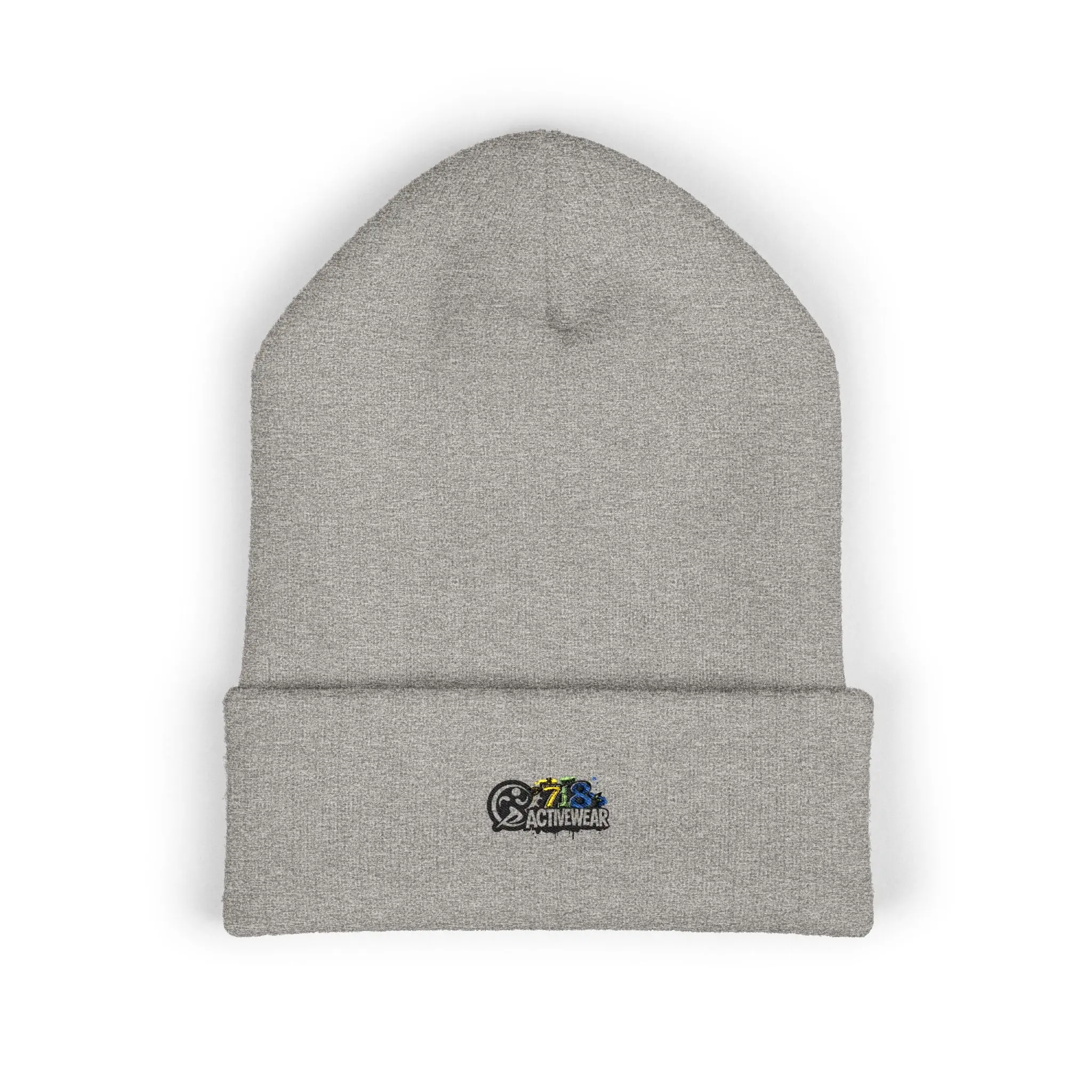 Embroidered Retro Skull & Waves Cuffed Beanie