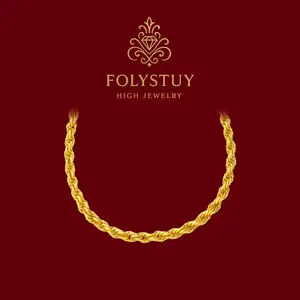 [10mm by 24.4inches Dragon Bone Twisted Necklace]【FOLYSTUY(YNY10)】Gold-Tone Chain Jewelry Fashion Jewelry Chain