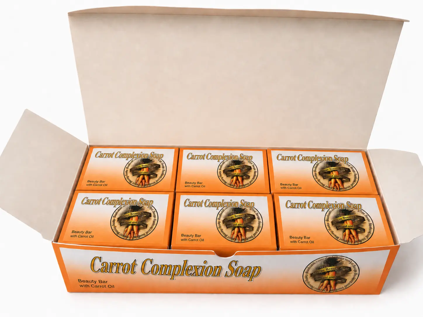 Carrot Complexion Soap Pack of 12 Full Case | Quad Milled Beauty Bars with Carrot Extract, Moisturizing Face and Body Soap, 125g Each, 1.5kg Total