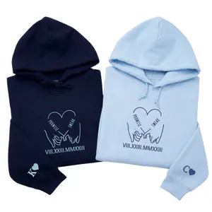Custom Embroidered Pinky Promise Matching Hoodies for Couples – Custom Roman Numeral Matching Hoodies for Couple Gift, or Anniversary, Valentine Day