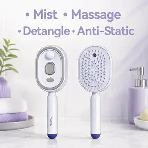 Electric Spray Air Cushion Massage Comb – Self-Cleaning, Anti-Tangle, Anti-Static, Volumizing Hair Brush with Essential Oil Mist Aromatherapy for Hair Care