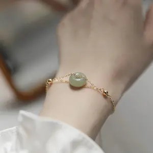 Natural Hetian Jade Bracelet, Lucky Donut Nephrite Bracelet