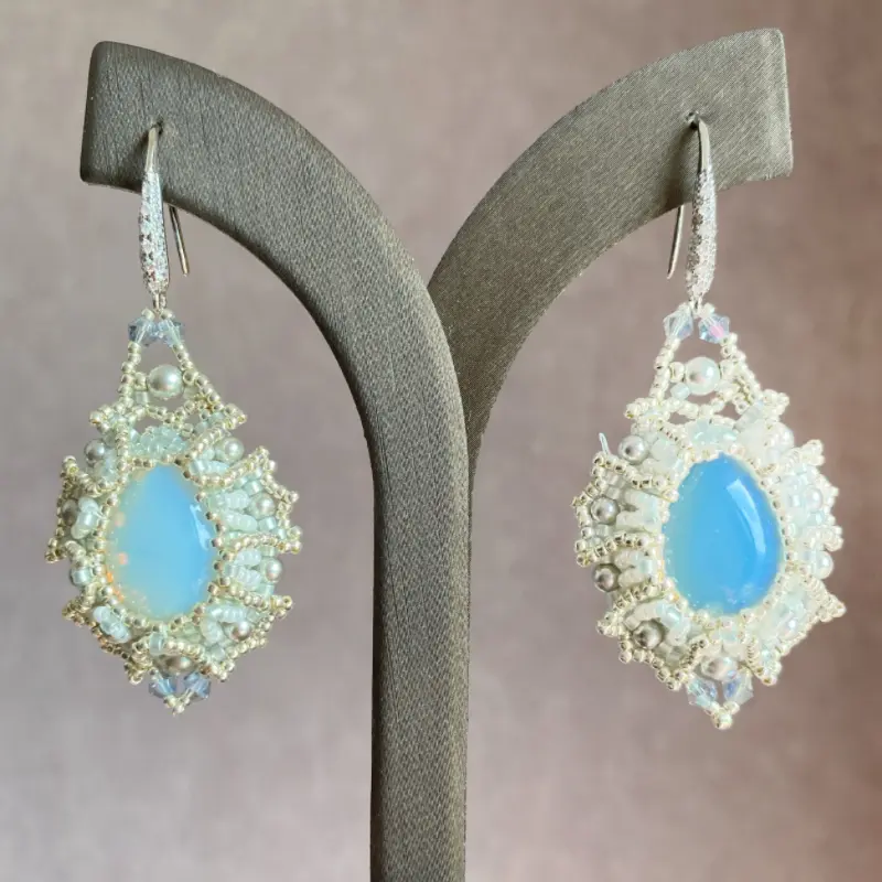 Handmade Artificial Opal Earrings, Elegant Jewelry Accessory for Women, Earring