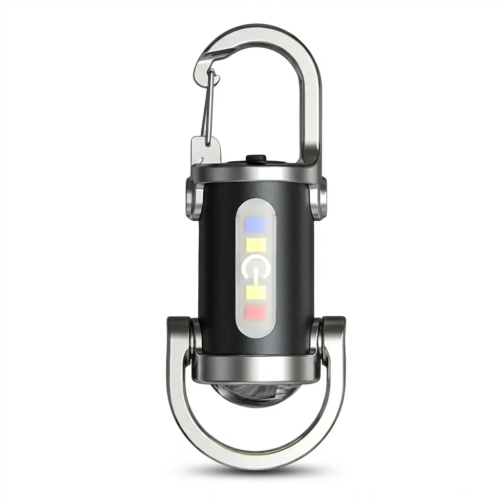 RENZEC Mini EDC Keychain Flashlight - 800 Lumen Rechargeable COB Work Light, 6 Lighting Modes, Battery-Powered, Water Resistant, Belt Loop, Hold for COB Alert, Fast USB Rechargeable for Camping, Car Repairs, Emergency Use, Keys