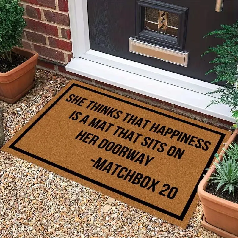 Flight Arrival and Departure Themed Funny Doormat - Rectangular Wire Loop Front Door Decor, Anti-Slip Traction Letters All-Season Doormat for Entry Doors