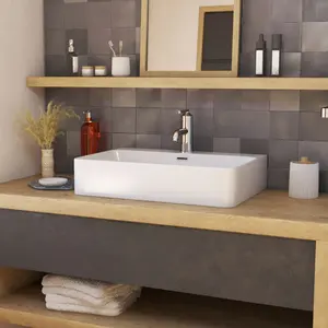 Unique 24 Inch Rectangle White Vessel Bathroom Sink