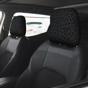 2pcs Leopard Print Car Headrest Covers, Full Coverage Universal Fabric, All-Season Car Interior Set, Easy Installation, Car Interior Kit