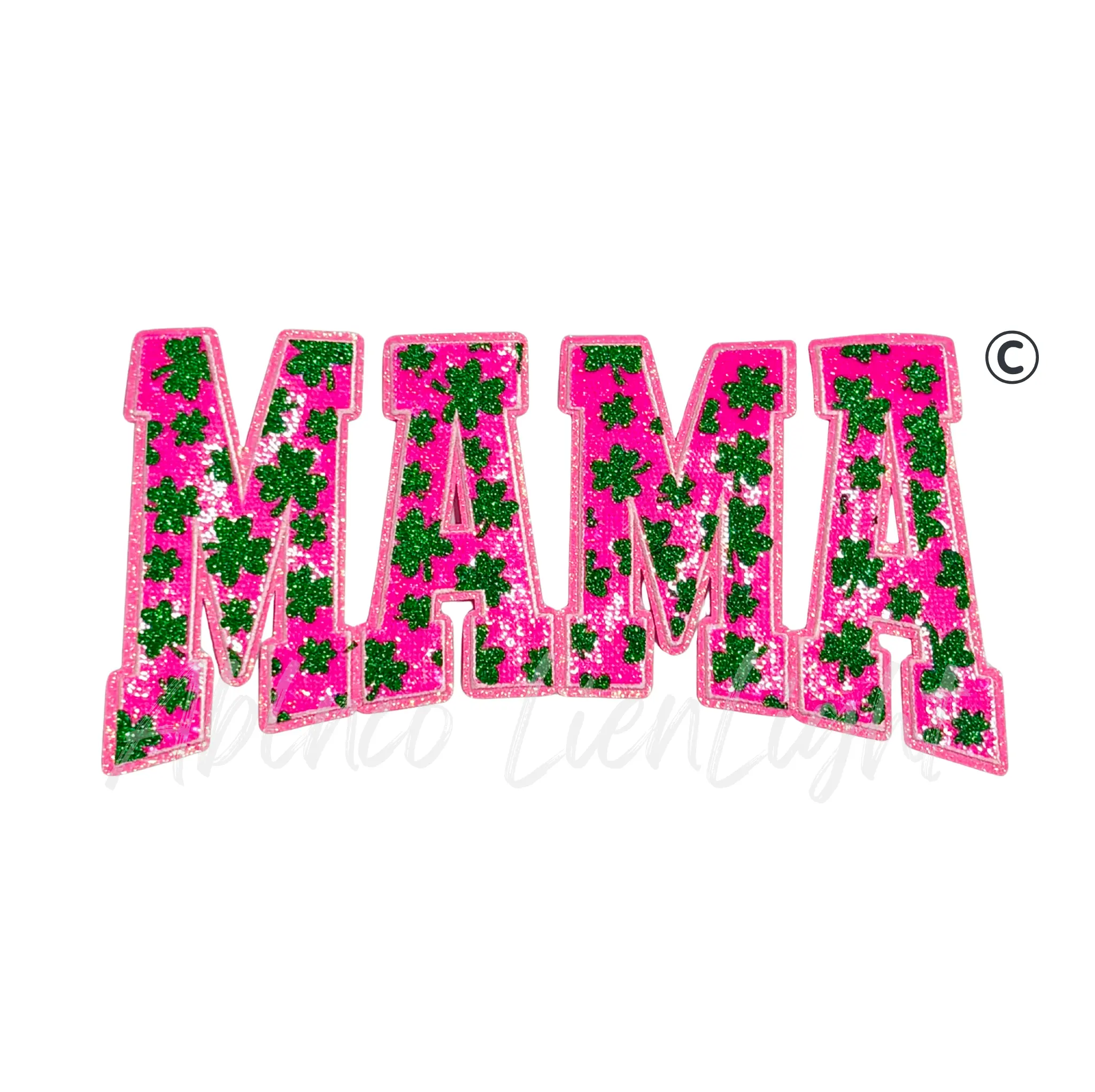 Pink Mama Shamrocks St Patricks Day Sequin Patch - Large