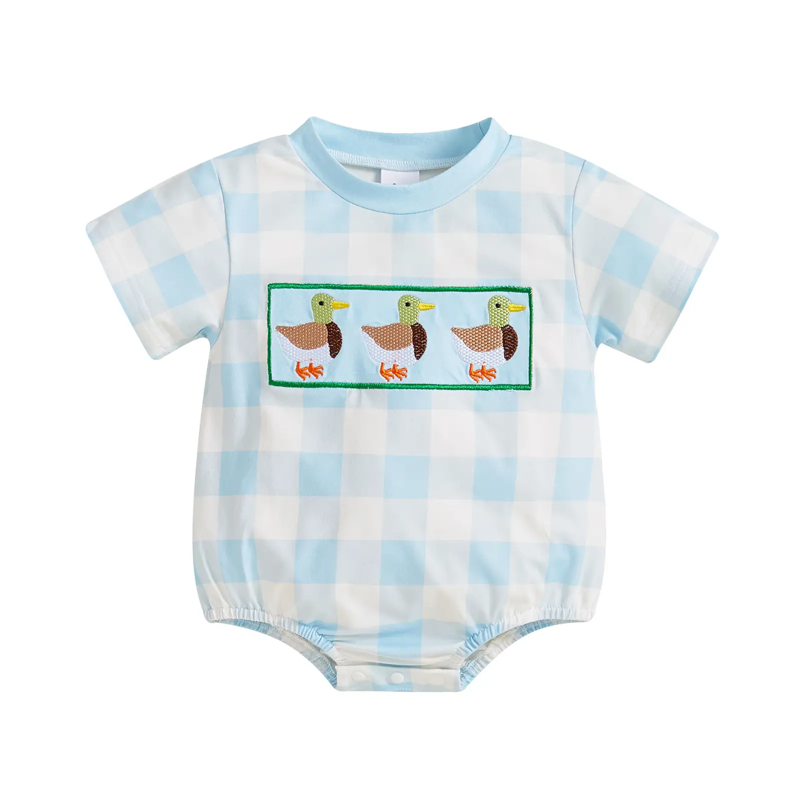 Infant Baby Boy Mallard Duck Clothes Summer Short Sleeve Bubble Romper Jumpsuit Newborn Country Boy Farm Outfit
