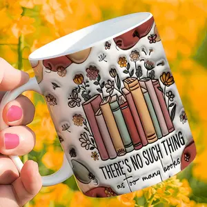1pc 11oz Vintage Book Lover Mug 11oz – Floral Library Coffee Cup