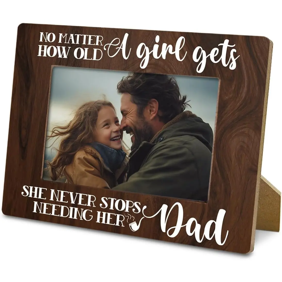 Dad Gifts, Rustic Wood Photo Frame Gifts from Daughter, Dad & Daughter Picture Frame, 4x6 Inch, Father's Day Birthday Thanksgiving Christmas Gift, Farmhouse Home Decor, Display on Tabletop, Desk