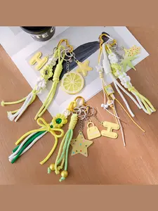 miu series original blogger's unique and niche car keychain bag pendant, Instagram couple woven lanyle bag pendant