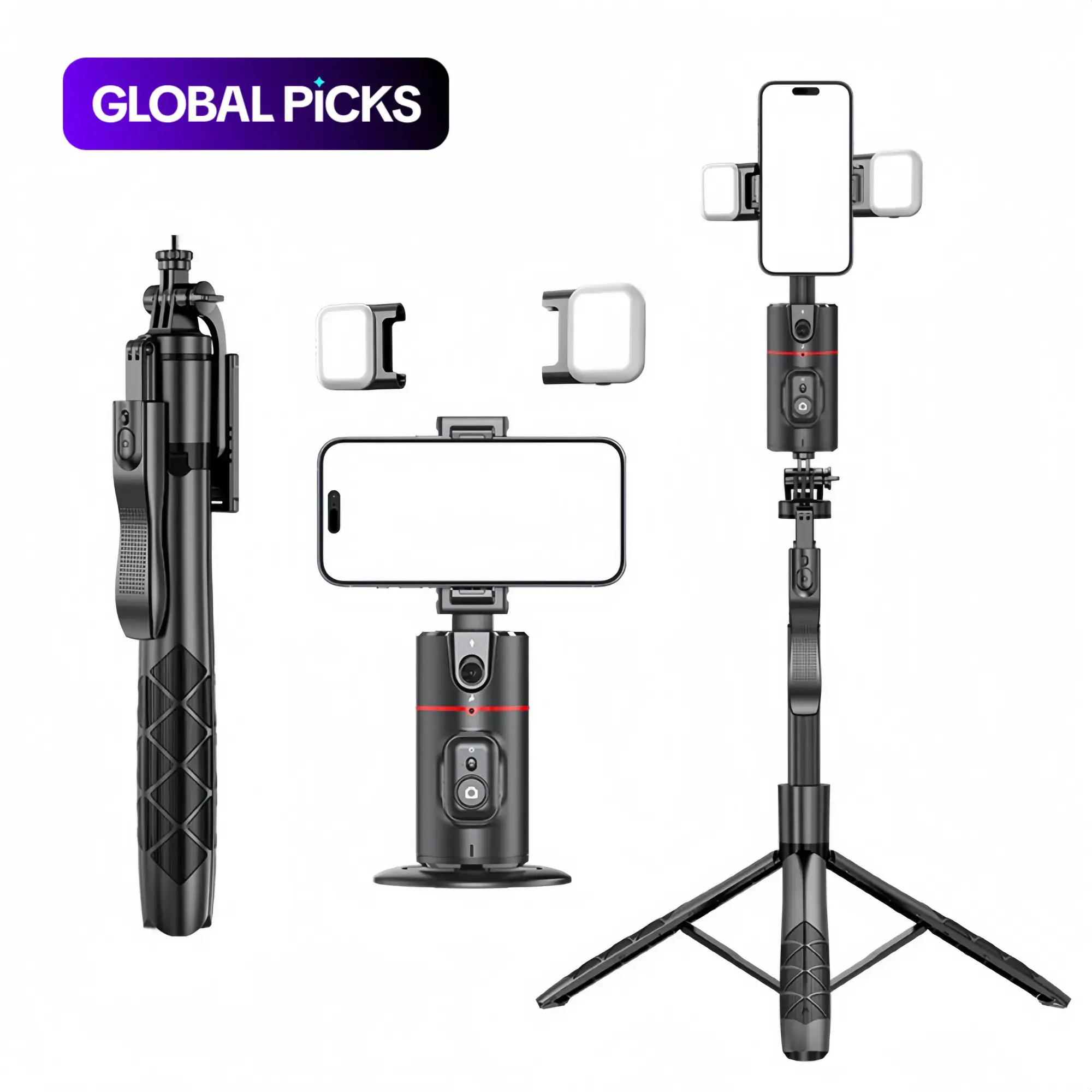 Desktop Gimbal Stabilizer with AI Face Recognition, 360° Adjustable Selfie Stick & Tripod Stand for Live Streaming, Portable Selfie Accessory, Phone Accessory #GLOBAL PICKS