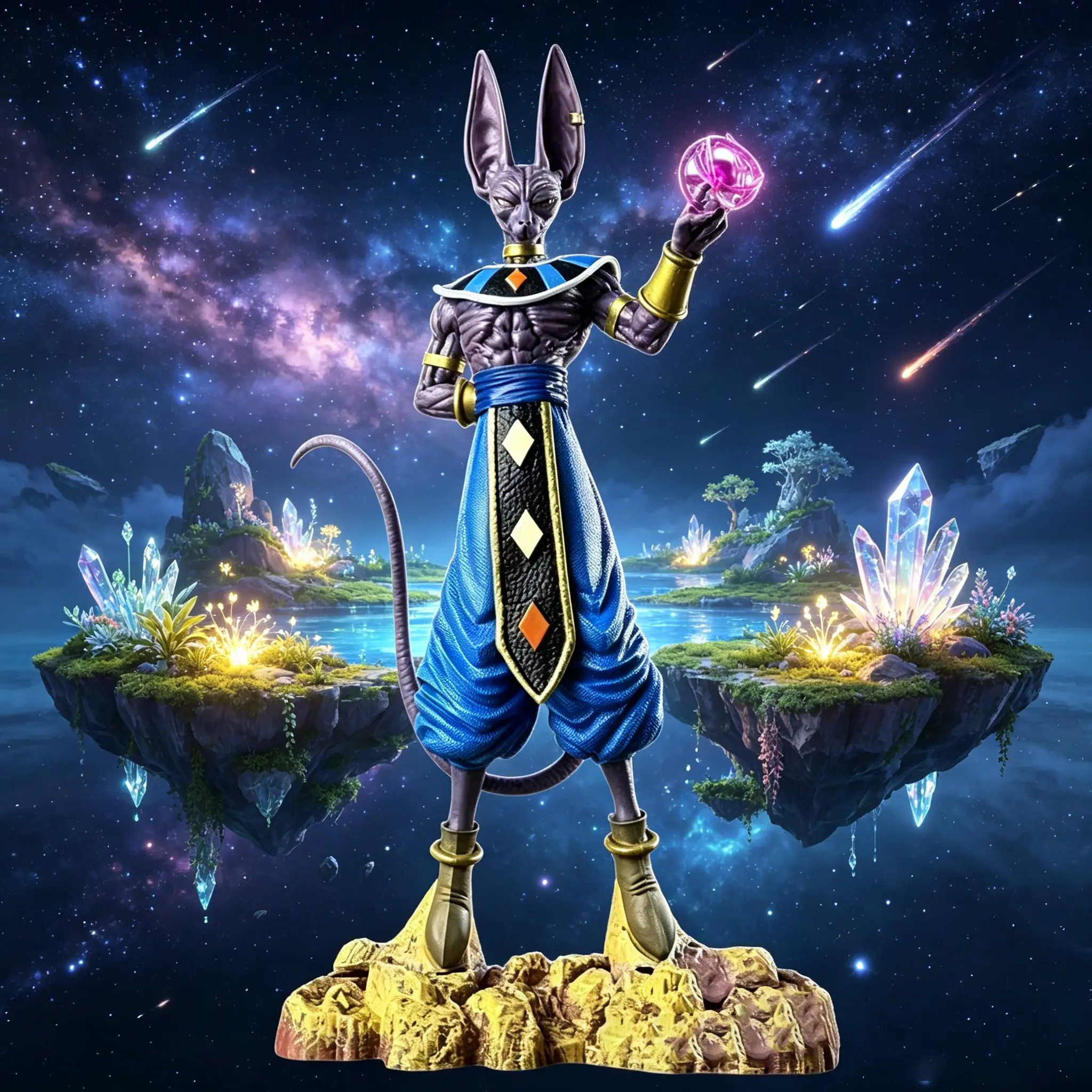 DBZ Anime Inspired Destroy God Statue Figure, Collectible Model Toy with Energy Sphere, Desktop Ornament Gift for Anime Fans.