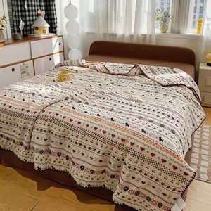 Ultra-Soft Summer Quilt Bubble Mesh, Thin Cooling Blanket, Bohemian Style, Lightweight Multi-Purpose Bedding