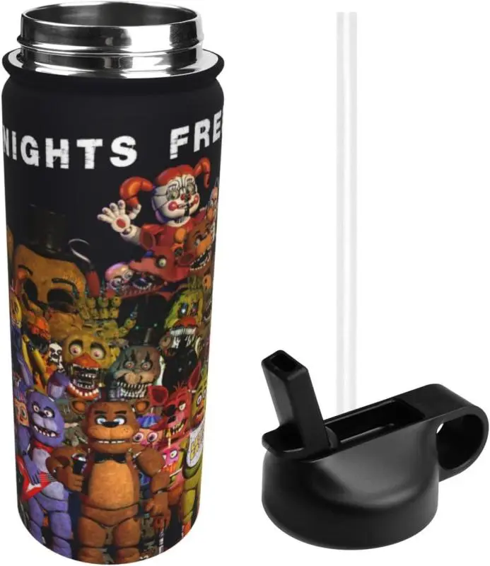 Cartoon Anime Stainless Steel Vacuum Insulated Water Bottle With Straw - 18OZ Portable Drinking Container for Outdoor Office Travel Drinkware Flasks