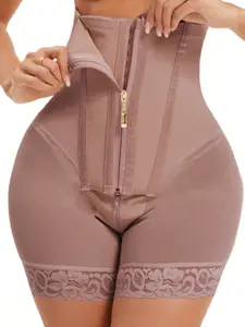 1 Count Women's High-Waist Shaping Shorts, Zipper Fajas Romper with Adjustable Hook Closure, Breathable Compression Panty for Tummy Control and Butt Lifting, Everyday Wear Shapewear, Shapewear Perfect for Yoga, Sports and Gym Activities