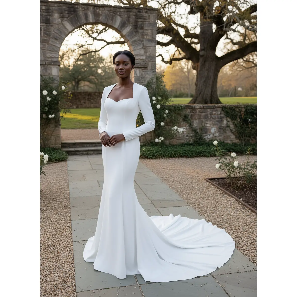 Allison Vintage Wedding Dress / Modest Wedding Dress /Long Sleeves Wedding Dress /Modest Trumpet Dress/Modest A-Line