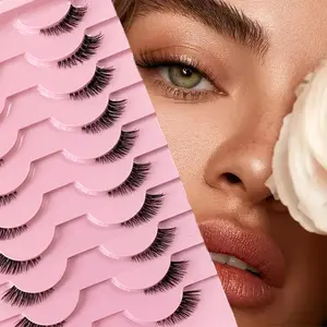 Half Eye False Eyelashes, 10 Pairs Natural Look Fluffy Realistic Faux Eyelashes, Lightweight Eyelash Gift, Makeup Set, Back To Daily Essentials