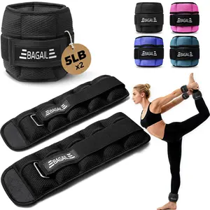 BAGAIL Adjustable Ankle Wrist Weights for Women & Men, 10 lb Pair (1-5 lb Each Adjustable)， Wearable Leg Arm Weights for Walking, Pilates & Home Fitness