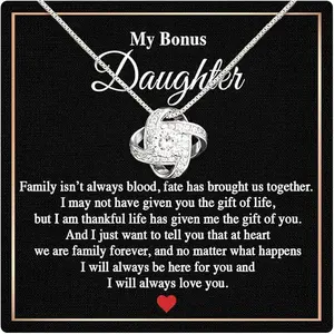 My Bonus Daughter Necklace, Stepdaughter Gifts from Stepdad, To My Bonus Daughter Jewelry, Christmas, Birthday Gift for Bonus Daughter