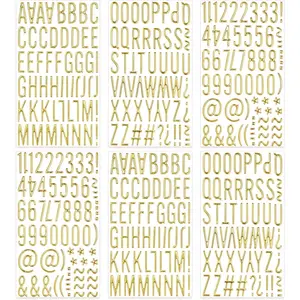 6 Sheets 1 inch Gold Puffy 3D Alphabet Letter and Number Stickers Waterproof Golden Foam Stickers for Mailbox Poster Scrapbooking Graduation Cap Decor DIY