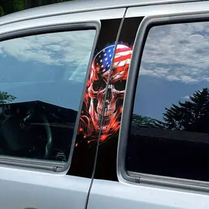 American Flag Skull Pattern Car Sticker, Car Decals, Truck Decals, Car Body Decorative Sticker, Car Exterior Decoration Accessories for Car, Wall & Window