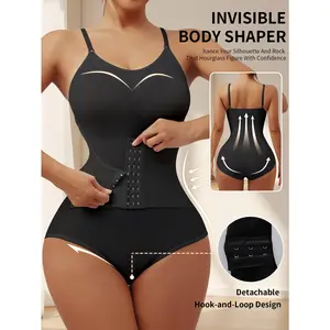 Ladies' Comfortable And Breathable Front-Button Bodysuit, Solid Color Tummy Control And Butt-Lifting Shapewear