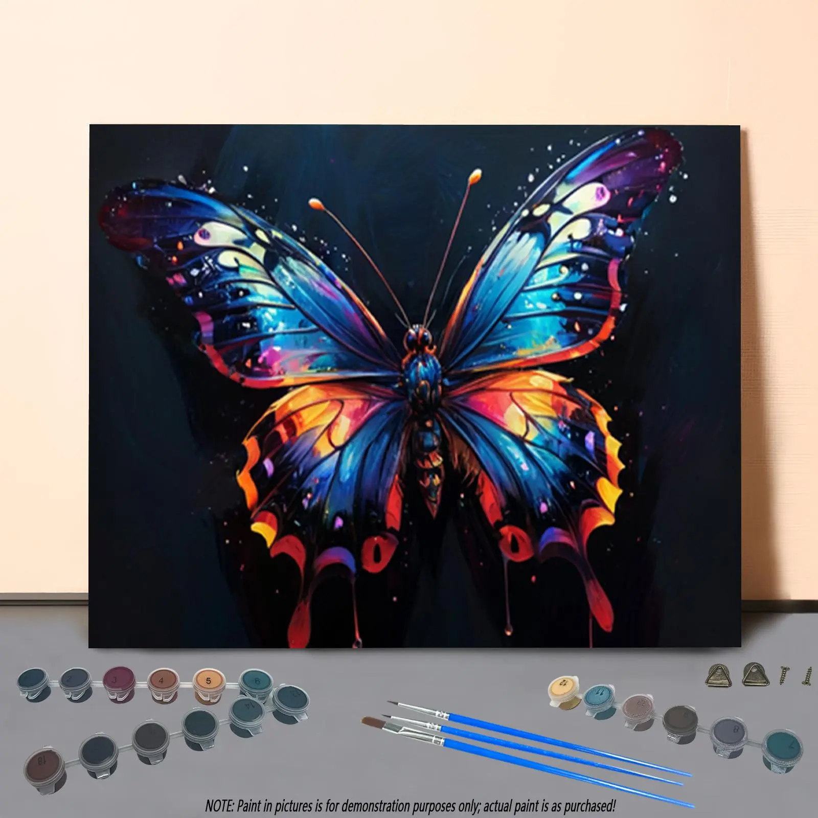 Butterfly Pattern DIY Painting By Numbers Kit, 1 Set DIY Paint By Numbers Kit Without Frame, Wall Art Decor for Home Living Room Bedroom, Painting Tool