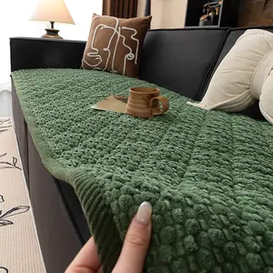 American Vintage Corduroy Sofa Cover, Anti-Slip Bottom Quilted Couch Pad, Pet Friendly, Soft Warm Furniture Protector, Modern Living Room Decor