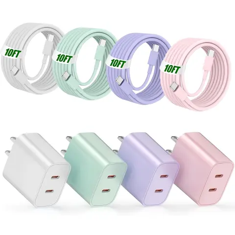 For iPhone 17 Charger,40W Dual USB-C Fast Charger with 10FT USB-C to C Cable for iPhone 15-17 Series