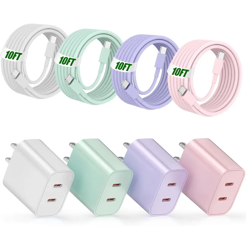 For iPhone 17 Charger,40W Dual USB-C Fast Charger with 10FT USB-C to C Cable for iPhone 15-17 Series