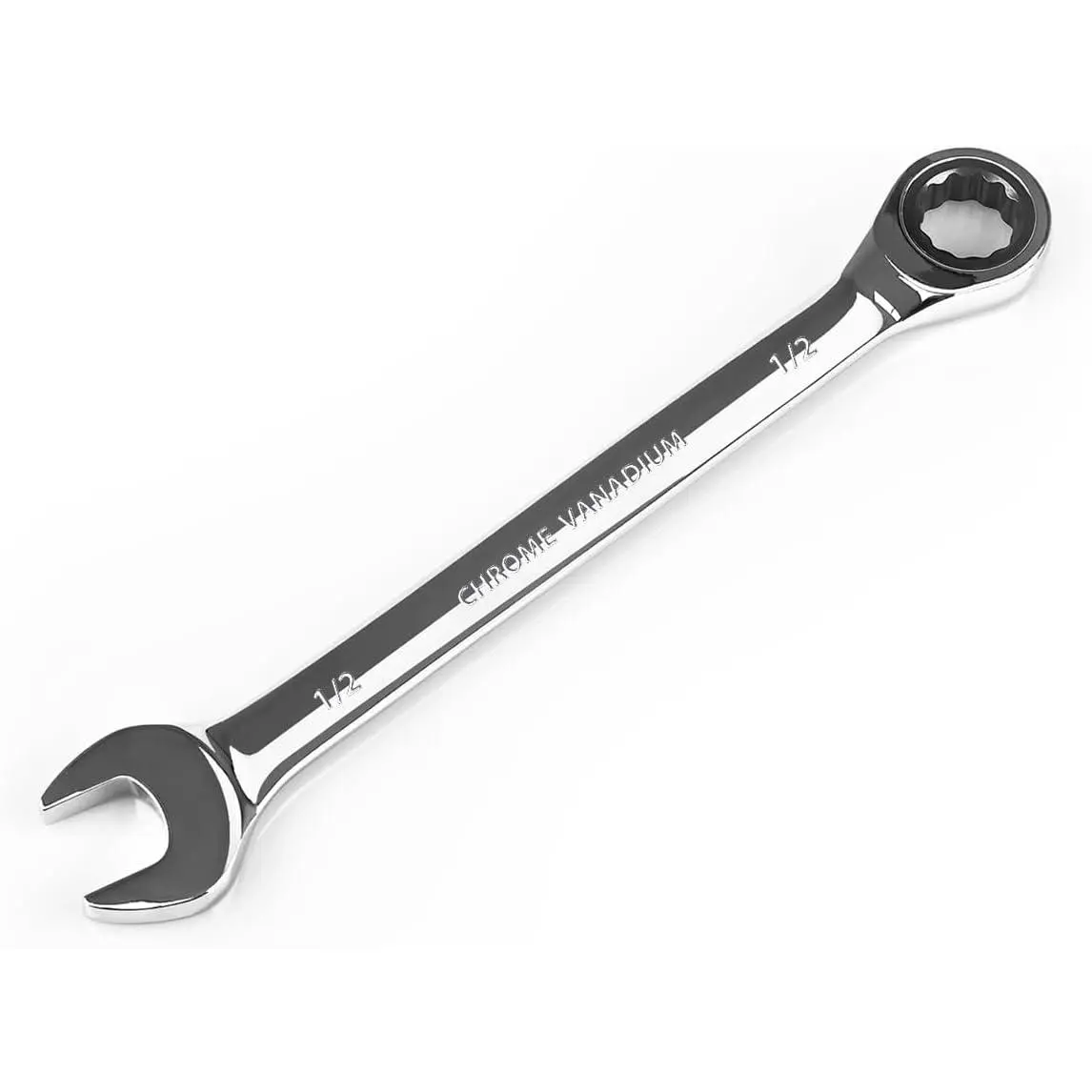 1/2 in SAE Ratcheting Combination Wrench Set - Industrial Grade Chrome Vanadium Steel Gear Spanner, 12-Point Design, 72-Tooth Mechanism, Ratcheting Wrench Set