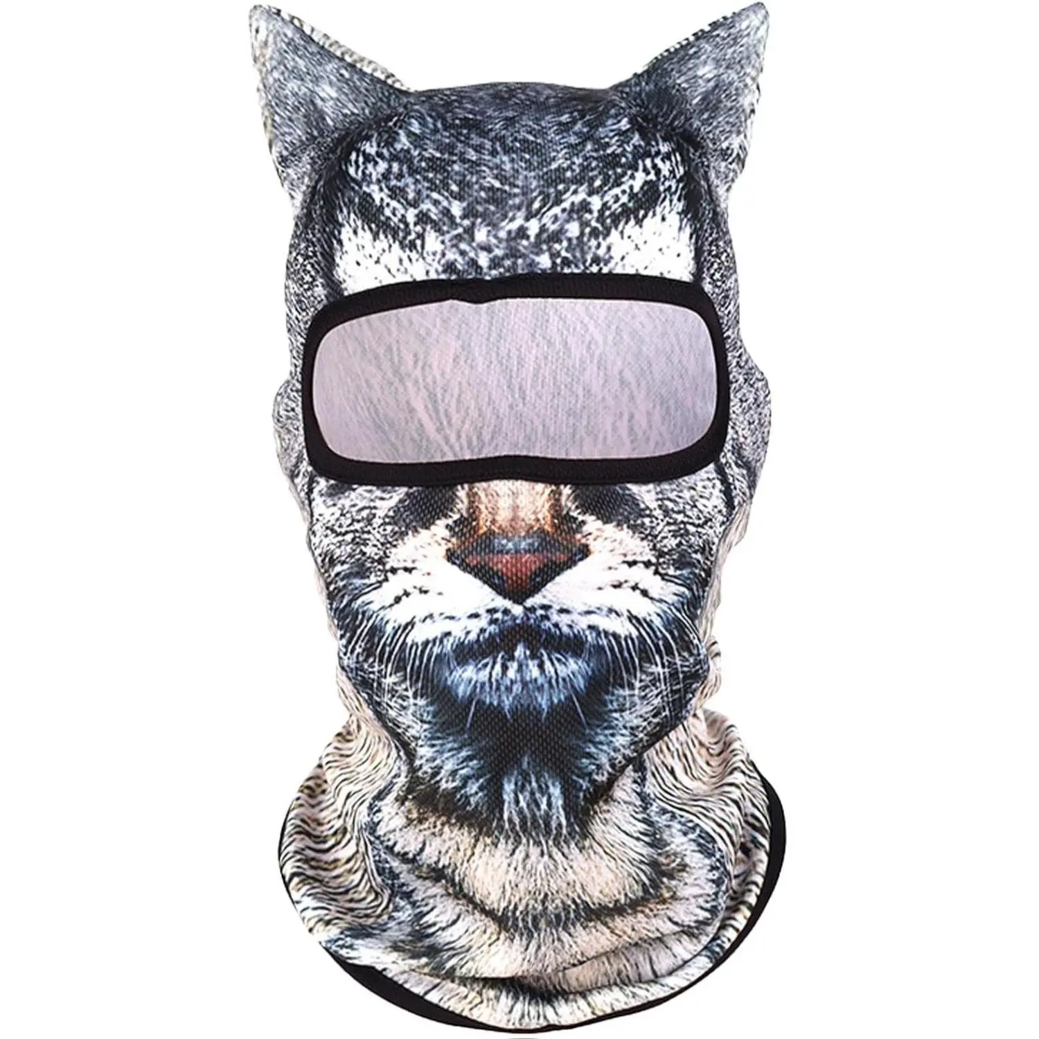Ski Mask with 3D Cat Ears, Versatile Unisex Sheisty Face Mask for Festivals, Lightweight Polyester Balaclava, UV-Protective, Elastic Edges, Premium Material, Kitty Ski Mask