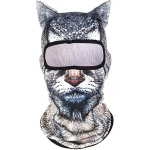 3D Cat Ski Balaclava Sheisty Face Mask with Ears Cute Animal Ski Mask Suitable for Music Festivals Raves Party Activities